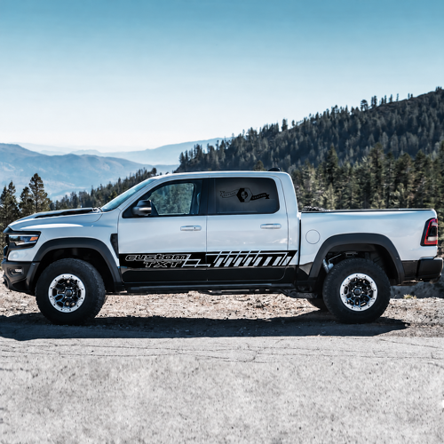 custom TXT Slotted Door Stripe Pair Porte Autocollant vinyle pour RAM 1500 Rebel, TRX 2021-2026