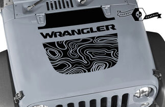 Jeep Wrangler Graphics kit Vinyl Wrap Decal Blackout Contour Map Hood split style Decal
