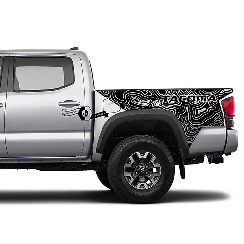 Stickers de vinyle 2x 2x Stickers de vinyle pour la carte topographique Toyota Tacoma
