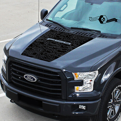 Autocollant en vinyle pour capot carte topographique Musclecar F-150