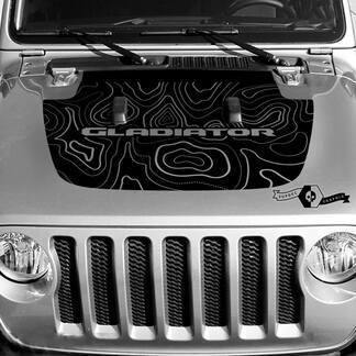 Jeep Gladiator Hood Vinyl Blackout Topographic Contour Map Sticker Autocollant

