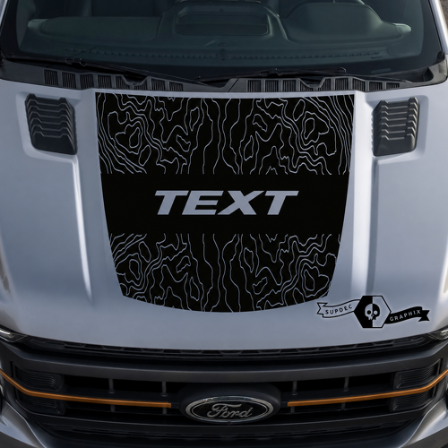 AUTOCOLLANT VINYLE CAPOT BANDE CENTRE TOPOGRAPHIQUE pour Ford F-150 2015-2016