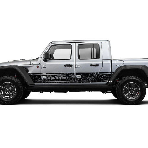 Jeep Gladiator côté porte latérale décalcomanie unique contour carte vinyle autocollant kit graphique pour JT 2018-2021 texte personnalisé
