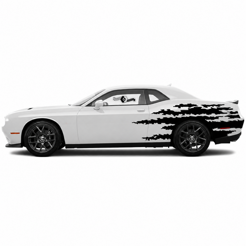 Paire d’autocollants vinyle pour ailes arrière côté déchiré pour Dodge Challenger