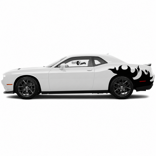 Flame Sweep Pair Latéral Aile arrière Autocollant vinyle pour Dodge Challenger Hellcat