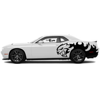 Paire de décalcomanies Hellcat pour Dodge Challenger Splash Flames Side Vinyl Stickers Stickers
