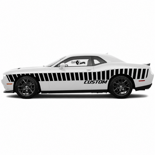 CUSTOM Sloped Racing Stripes — Autocollant en vinyle (portière) pour Dodge Challenger Hellcat