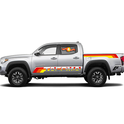 Toyota TRD style ancien Tacoma style vintage ombres brunes Graphiques côté Lit Rocker Panneau Autocollant Autocollant à rayures Autocollant Autocollant
