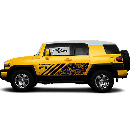 Autocollant vinyle décoratif pour porte latérale style carte topographique pour Toyota FJ Cruiser