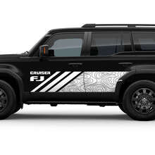 Autocollant vinyle décoratif pour porte latérale style carte topographique pour Toyota FJ Cruiser_3