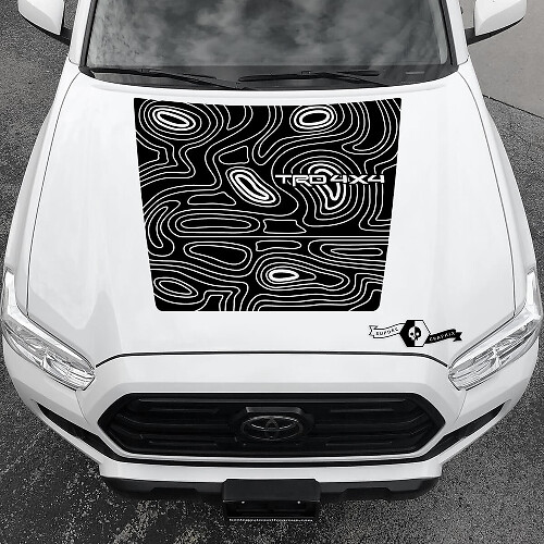 Autocollant vinyle pour capot style carte topographique TRD pour Toyota Tacoma 2016-2021