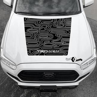 Capot Tacoma TRD 4x4 hors route NON! Scoop Blackout Topographic Map hood Toyota Vinyl Stickers Decal fit to Tacoma 16-21
