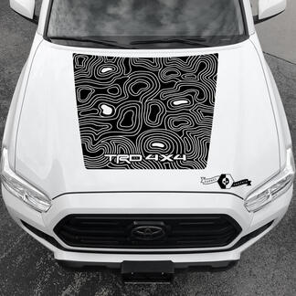 Capot Tacoma TRD 4x4 NON! Scoop Blackout Topographic Map hood Toyota Vinyl Stickers Decal fit to Tacoma 16-21
