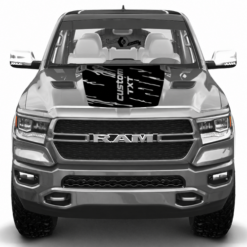 custom TXT Destroyed Blackout Capot Autocollant vinyle pour Dodge Ram — TRX Style