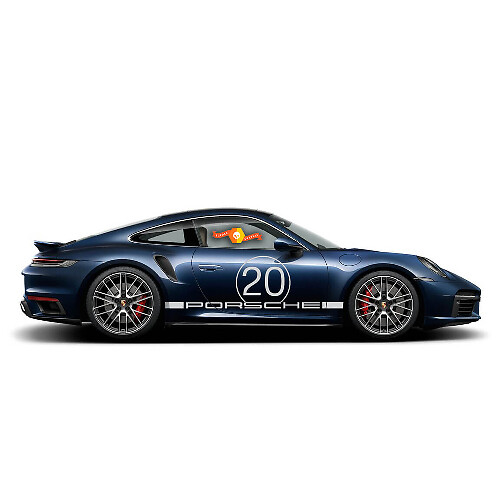 Bandes latérales de course avec autocollants vinyles de numéro de porte pour Porsche 911