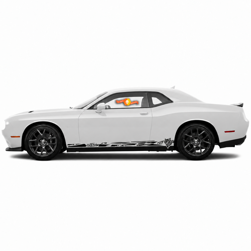 SRT Hellcat Style TXT CUSTOM Shattered Pair — Autocollant vinyle (bas de caisse) pour Dodge Challenger