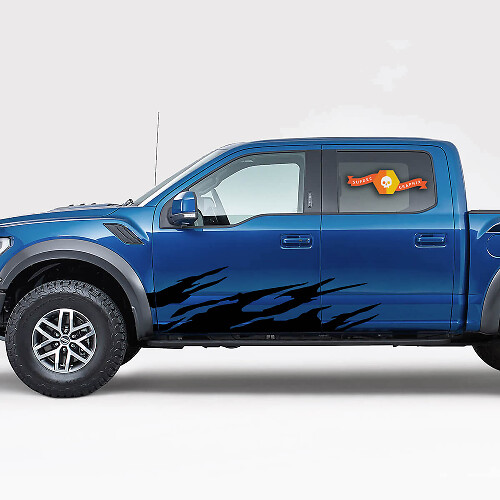 Autocollant autocollant rayures graphiques côté brosse pour Ford Supercab F150 2018 2019 2020
