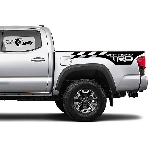Autocollants vinyle au style drapeau à damier tout-terrain TRD pour Toyota Tacoma Tundra
