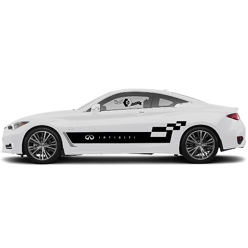 Autocollant de drapeau à damier en paire, grande bande large pour portière pour INFINITI Q50 Q60
