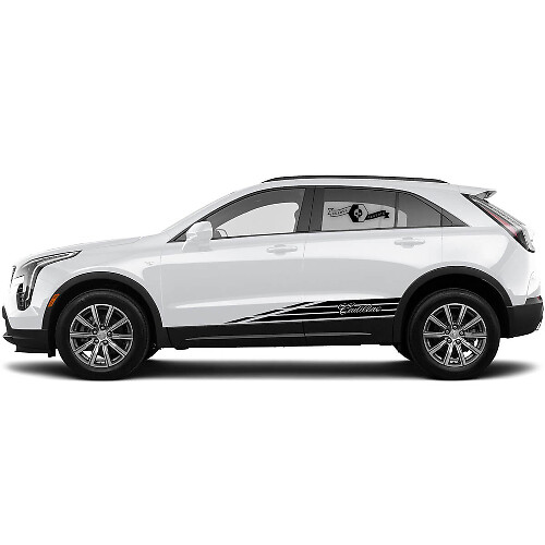 2 Nouvelles lignes de décalcomanie pour le bas de caisse pour Cadillac XT4
