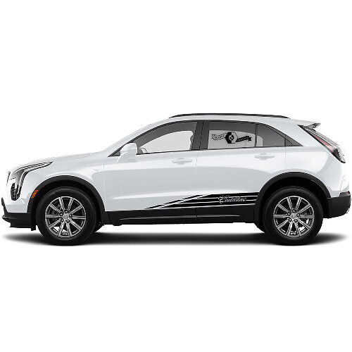 Nouvel autocollant de bas de caisse à décalcomanie triple ligne pour Cadillac XT4