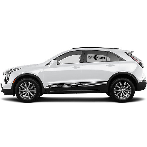 2 Nouvelles lignes d'autocollants de bas de caisse pour Cadillac XT4
