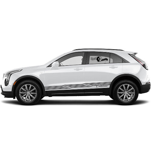 2 Nouvelles lignes de décalcomanie pour bas de caisse, lignes courbes, bande d'illusion pour Cadillac XT4
