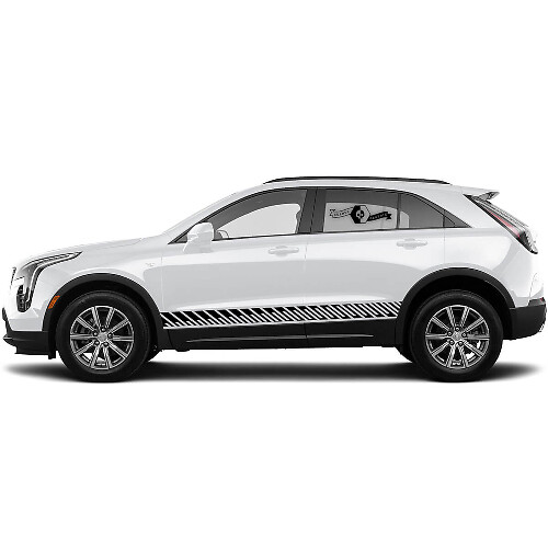2 Nouvelles lignes d'autocollants de bas de caisse SnakeLines Classic Stripe pour Cadillac XT4

