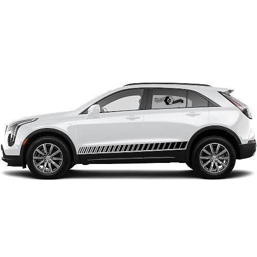 2 Nouvelles lignes de décalcomanie Sticker Rocker Panel Split Lines Classic Stripe pour Cadillac XT4
