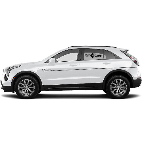 2 Nouvelles lignes de décalcomanie Sticker Rocker Panel Split Thin Lines Classic Stripe pour Cadillac XT4
