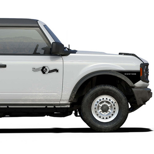 Paire de nouveaux autocollants rétro en vinyle pour aile latérale, style bande autocollante élégante pour Musclecar horse 2 portes
