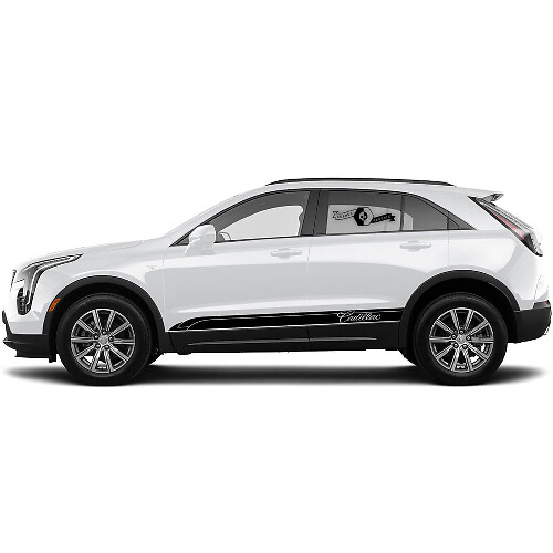 2 Nouvelles lignes de décalcomanie Sticker de bas de caisse Triple lignes minces Rayure classique pour Cadillac XT4
