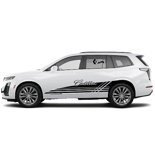 2 Nouvel Autocollant Décoratif Lignes d'Accentuation de Bas de Caisse Rocker Panel Stylées en Vinyle pour Cadillac XT6
