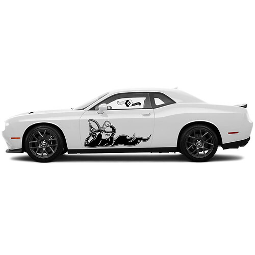 2 Autocollants en vinyle classiques pour portières latérales Dodge Challenger Scat Pack endommagés
