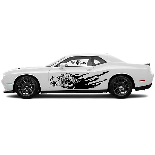 Super Bee réalise un autocollant vinyle éclaboussure de boue pour porte latérale pour Dodge Challenger