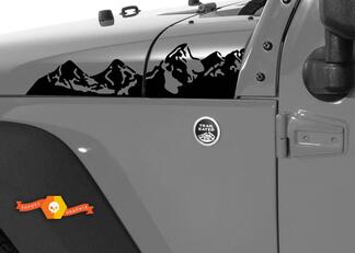2 Jeep Wrangler Mountain Hood Autocollant Gauche Droit #2