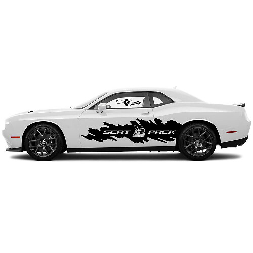 2 Côté Dodge Challenger Scat Pack Détruit Grand Éclaboussure Wrap Côté Vinyle Décalcomanies Graphiques Autocollant
