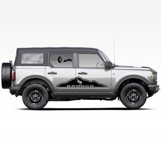 Paire de montagnes Bronco cheval étalon Logo autocollants latéraux autocollants pour Ford Bronco 2021
