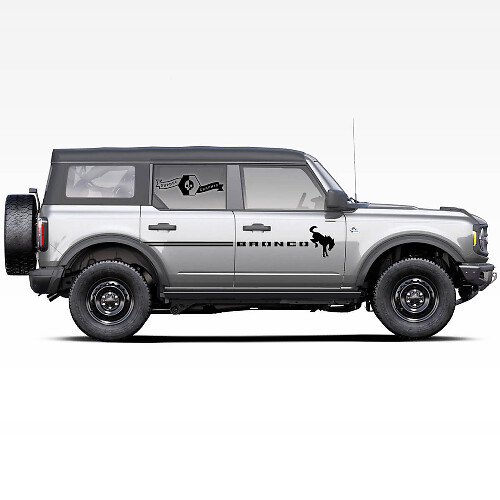 Paire d'autocollants de bandes latérales avec logo de cheval Bronco pour Ford Bronco 2021
