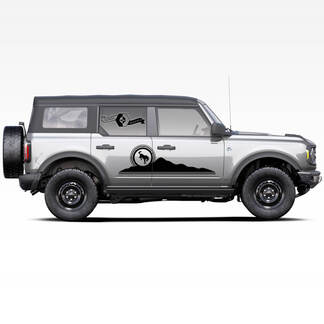 Paire de montagnes Bronco cheval étalon terre Logo autocollants latéraux autocollants pour Ford Bronco 2021
