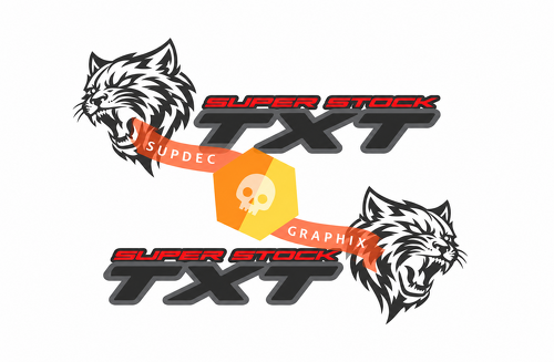 Paire de stickers latéraux en vinyle Super Stock TXT avec tête de félin personnalisée pour Dodge Challenger SRT, Hellcat