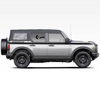 Paire de Bronco Doors Up Accent Line Garniture Badlands 4 portes Side Stripe Stickers Autocollants pour Ford Bronco 2021
