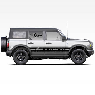 2x Bronco cheval étalon Logo Badlands 4 portes Wrap Portes Côté Bande Épaisse Stickers Autocollants pour Ford Bronco 2021
