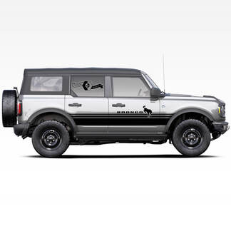2x Bronco cheval étalon Badlands 4 portes Wrap Portes Côté Bande Épaisse Stickers Autocollants pour Ford Bronco 2021
