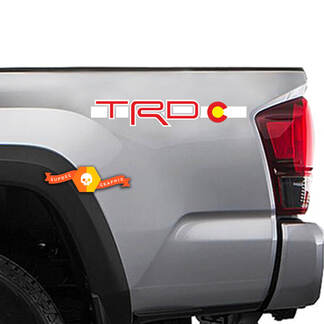 2 Toyota TRD Racing Tacoma Tundra Drapeau Colorado Décalque Vinyle Paire Autocollant Camion #2
