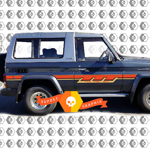 Kit d'autocollants vinyle de bandes latérales rétro pour Toyota Land Cruiser BJ73R série 70