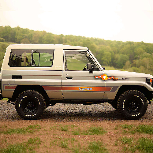 Kit d'autocollants en vinyle dégradé de style rétro pour bandes latérales pour Toyota Land Cruiser LJ73 1994
