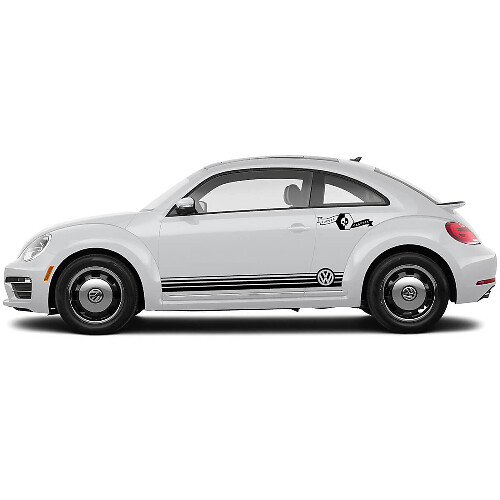 Paire d'autocollants vinyle bandes latérales logo VW pour Volkswagen Beetle