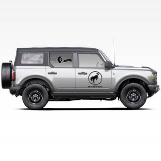 Paire d'autocollants de portes latérales Logo étalon cheval Bronco pour Ford Bronco 2021
