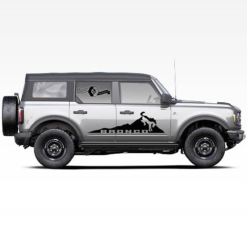 Paire d'autocollants de portes latérales avec logo de cheval Bronco des montagnes pour Ford Bronco 2021

